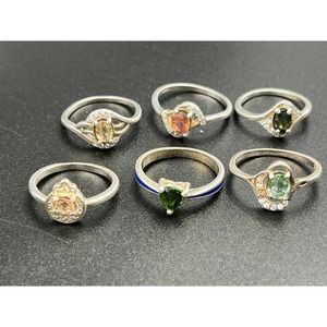 6x Tourmaline Natural Gemstone Rings You Will Get Six Ring Bulk Sell #JWY1